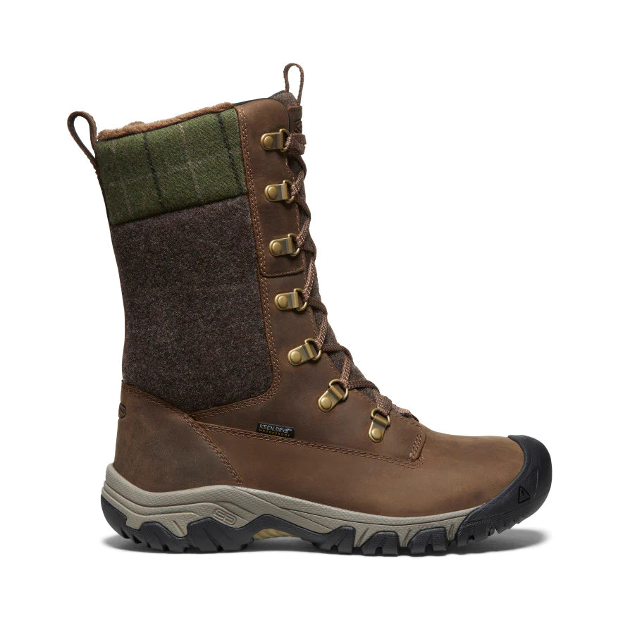 Keen Women's Greta Tall Boot Waterproof Dark Earth/Green Plaid