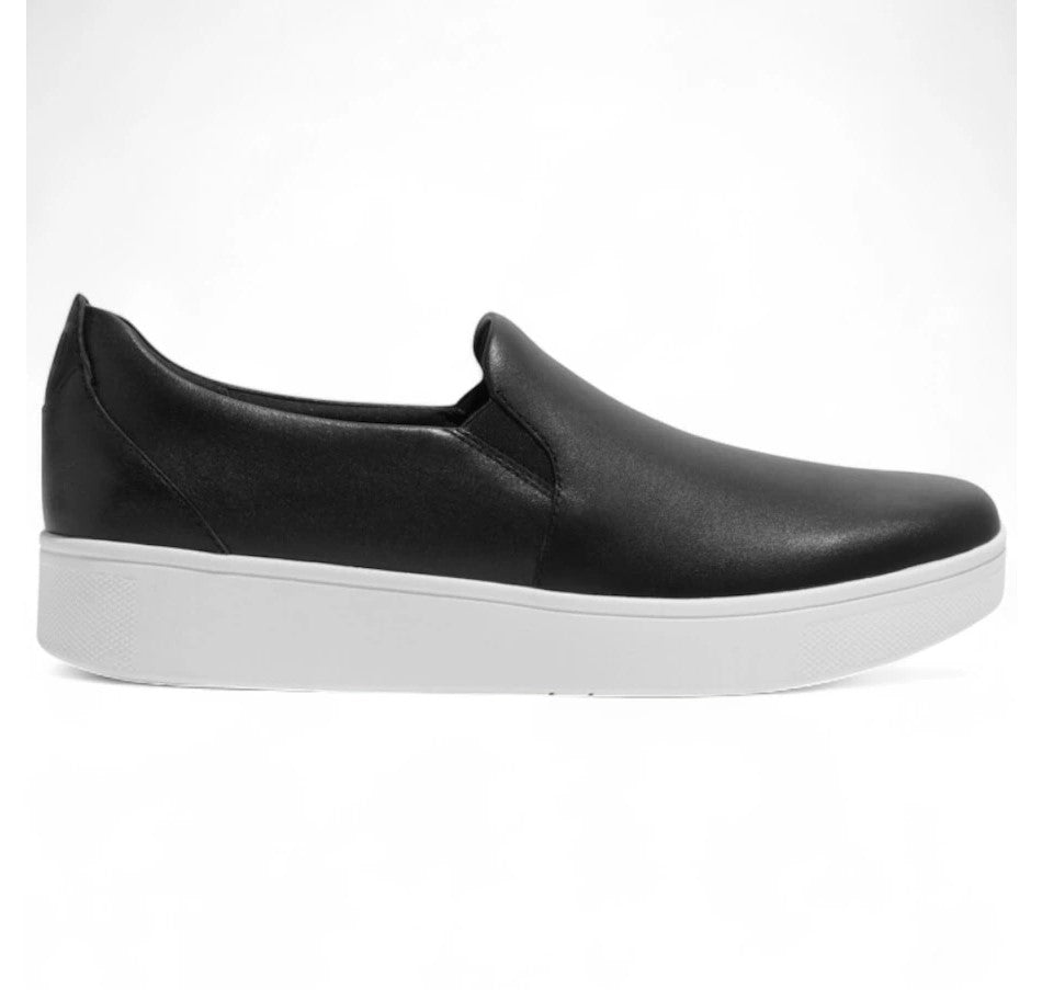 Fitflop Women's Rally Leather Slip-On Skate Sneakers Black