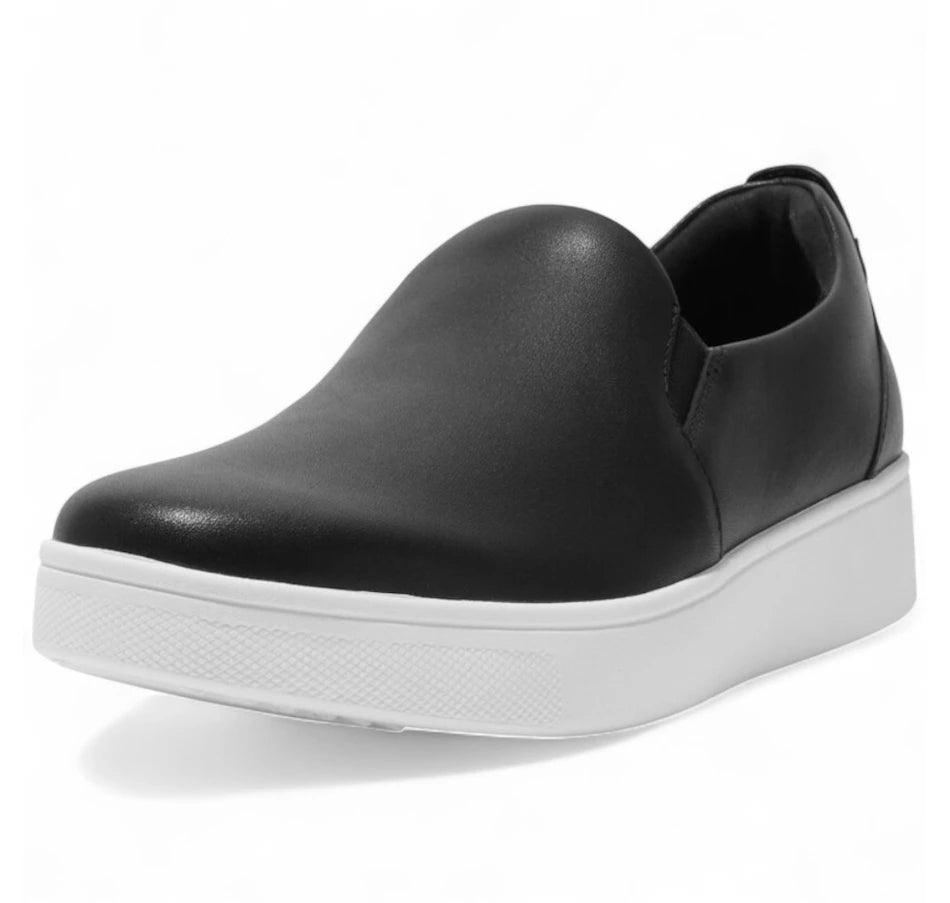Fitflop Women's Rally Leather Slip-On Skate Sneakers Black