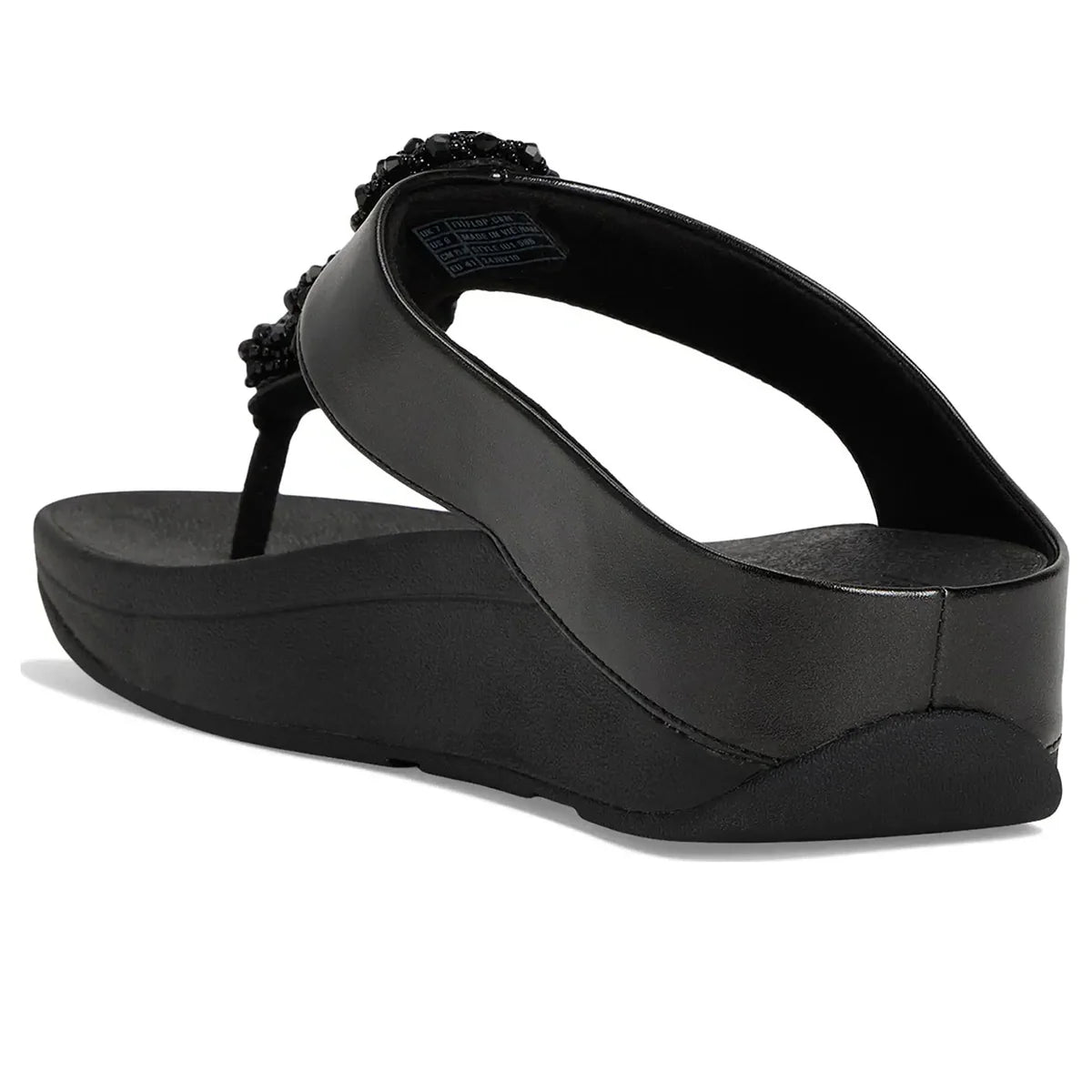 Fitflop Women's Fino Beadie-Button Metallic Toe-Post Sandals Metallic Black