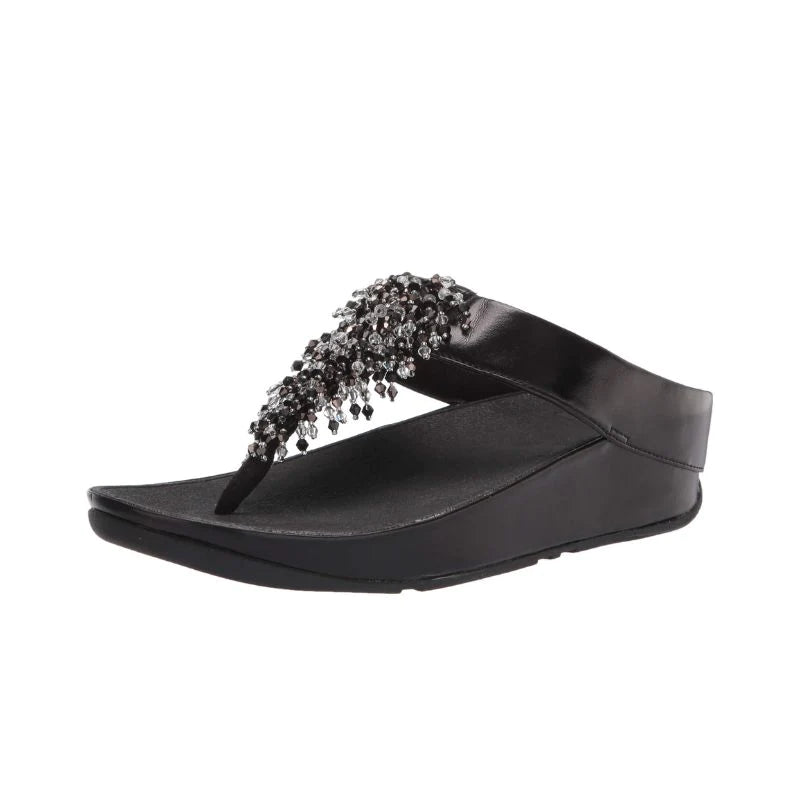 Fitflop Women&#39;s Rumba Beaded Toe-post Sandals All Black