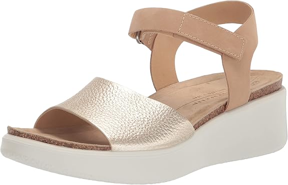 Ecco Women's Flow Cork Strap Pure White Gold