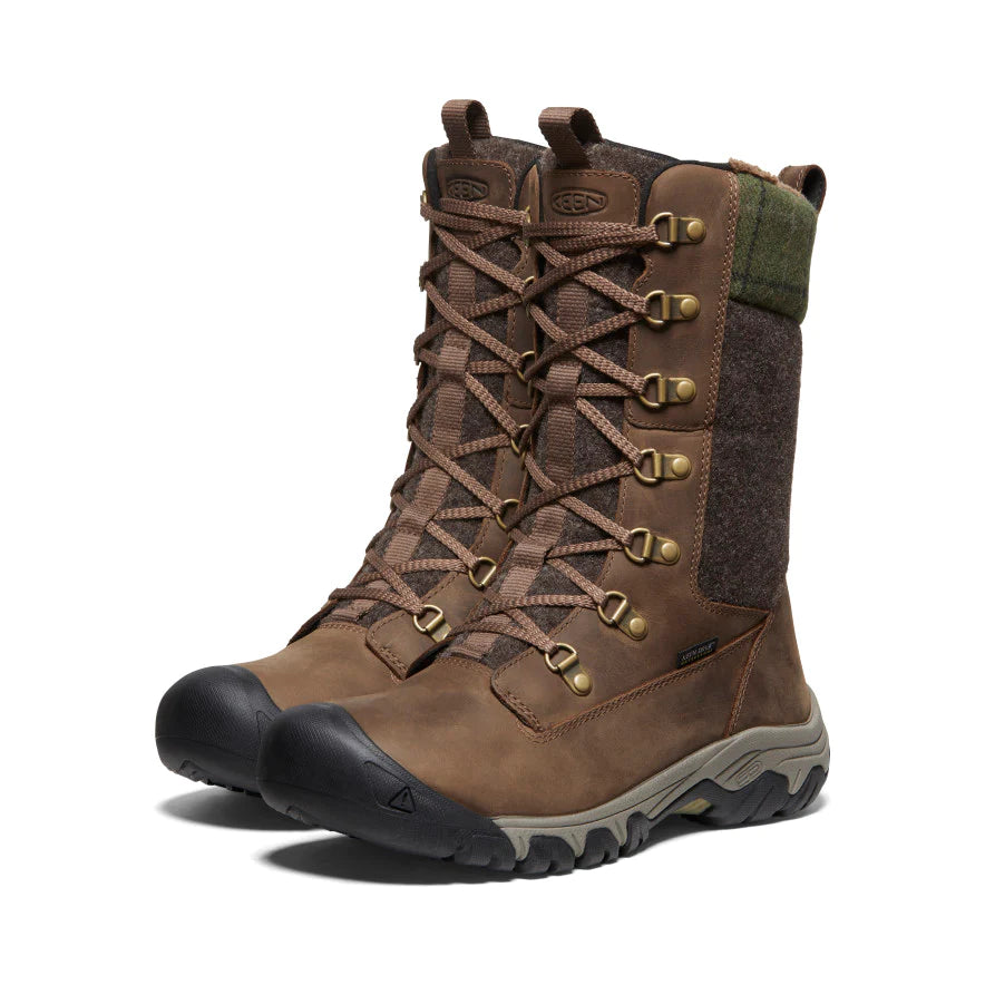 Keen Women's Greta Tall Boot Waterproof Dark Earth/Green Plaid