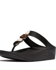 Fitflop Women's Fino Multi-Stone Leather Toe-Post Sandals All Black