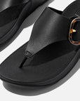 Fitflop Women's Lulu Resin-Buckle Leather Toe-post Sandals All Black