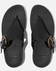Fitflop Women's Lulu Resin-Buckle Leather Toe-post Sandals All Black