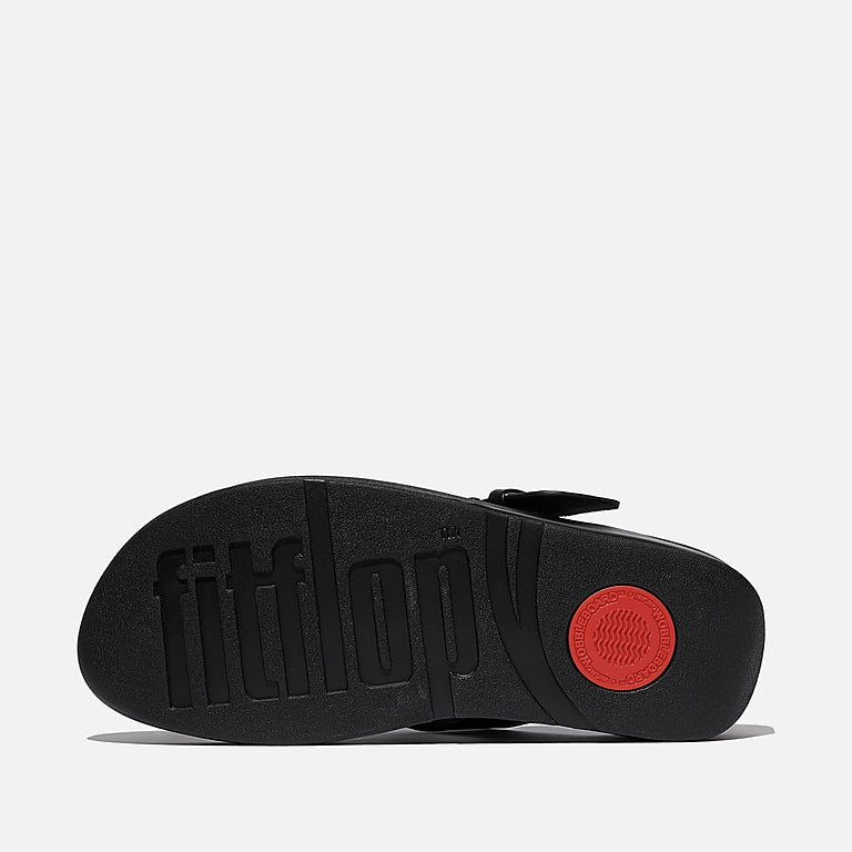 Fitflop Women's Lulu Resin-Buckle Leather Toe-post Sandals All Black