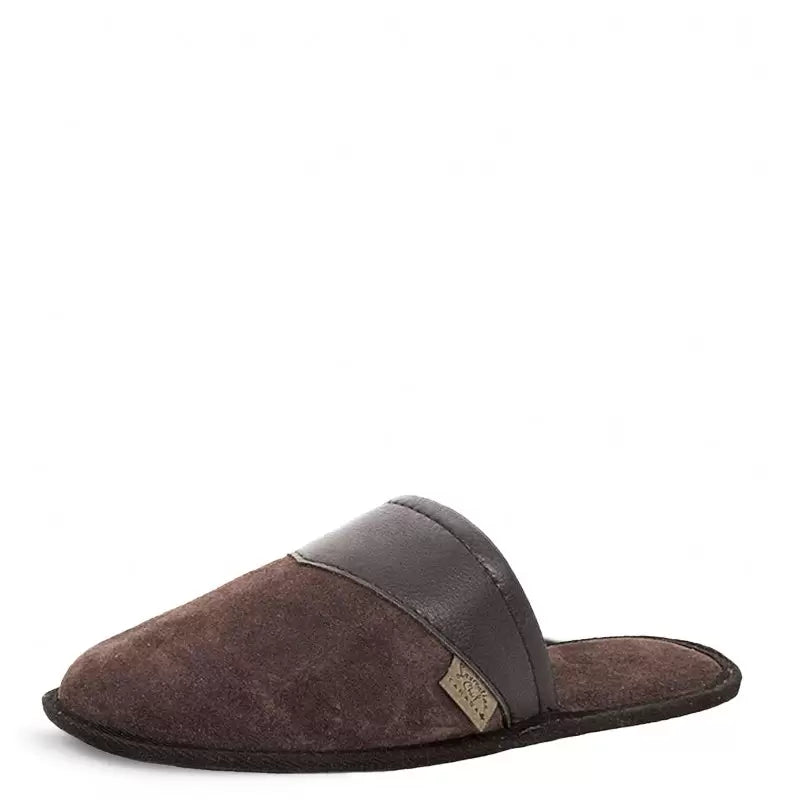 Laurentian Chief Mule Minktex Dble Sole Choco Brown Suede