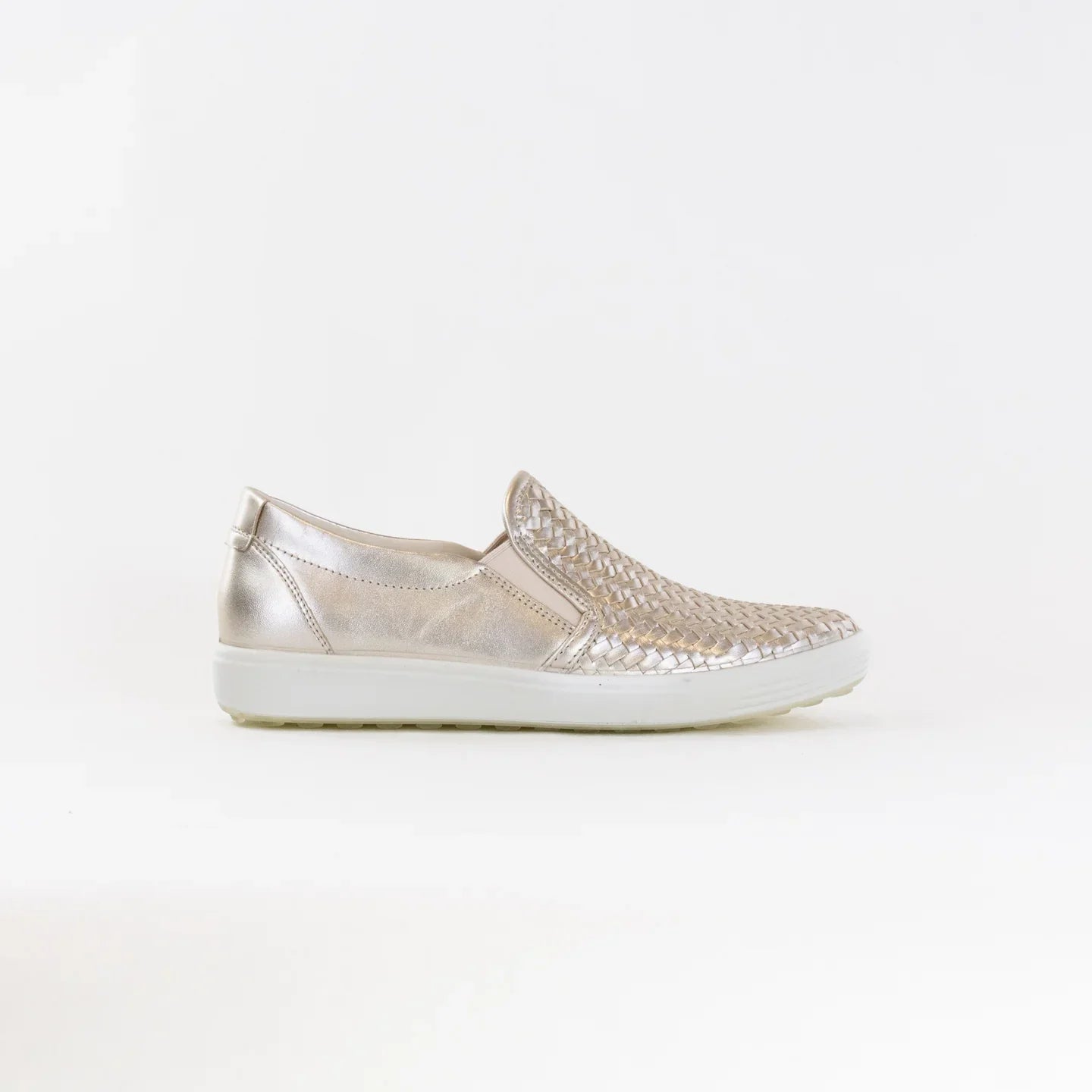 Ecco Women's Soft 7  Woven Slip-On Pure White/Gold