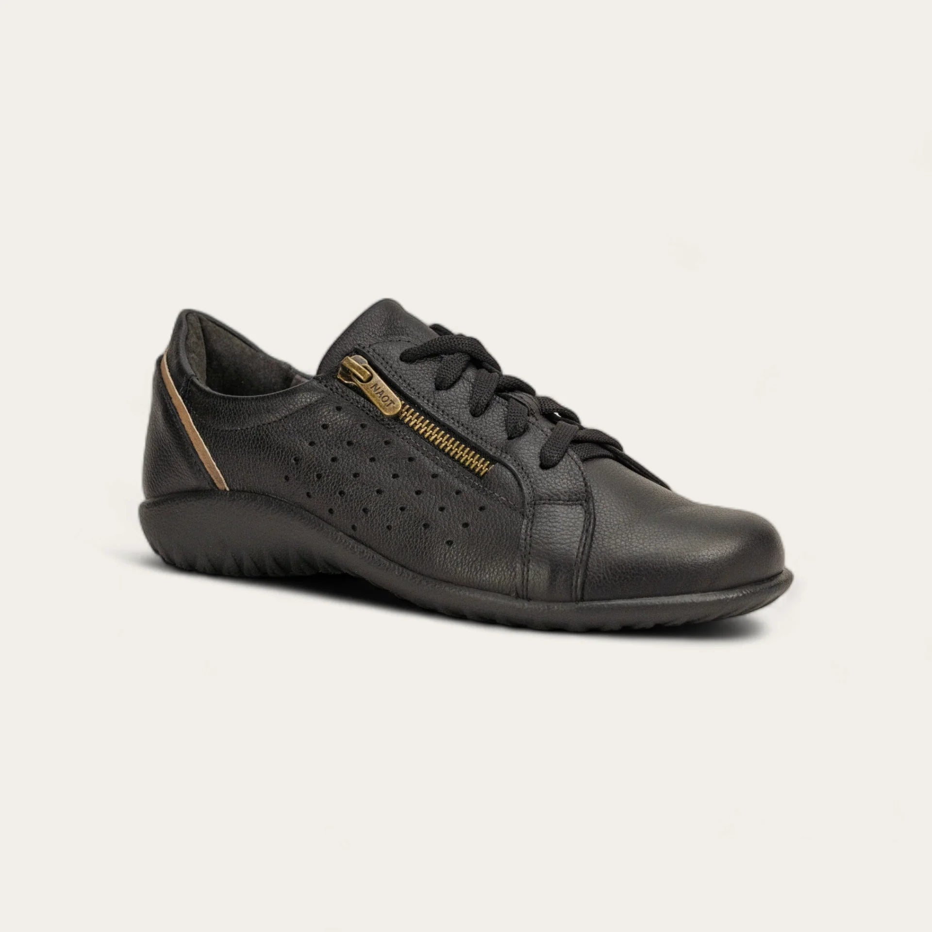 Naot Women's Moko Soft Black Lthr/Khaki Beige Lthr