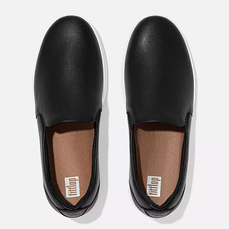 Fitflop Women's Rally Leather Slip-On Skate Sneakers Black