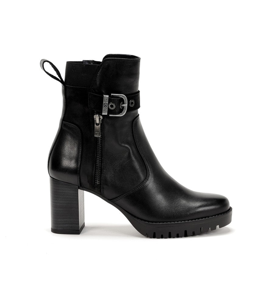 Fluchos Women&#39;s Evie Black leather Ankle boots