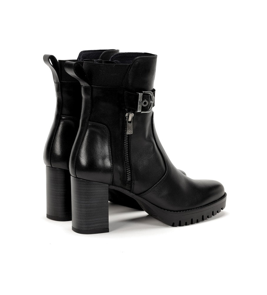 Fluchos Women's Evie Black leather Ankle boots
