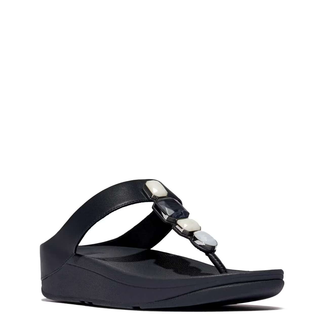 Fitflop Women's Fino Multi-Stone Leather Toe-Post Sandals Midnight Navy