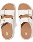 Fitflop Women’s Gen-FF Buckle Two-Bar Leather Slides Urban White
