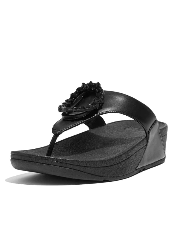 Fitflop Women's Lulu Crystal Circlet Leather Toe-post Sandals All Black