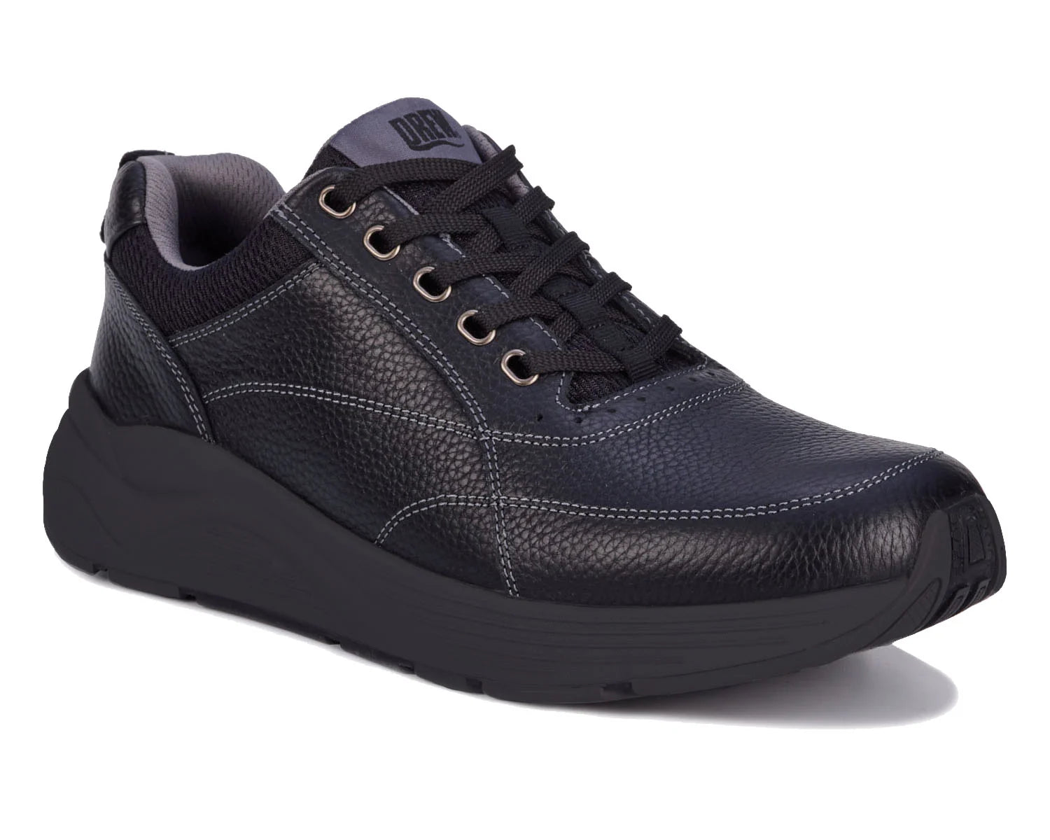 Drew Men's Maker Black Pebbled Leather