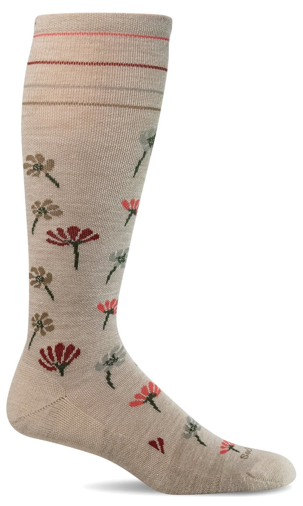 Sockwell Women’s Field Flower Moderate Graduated Compression Sock Barley 15-20mmHG